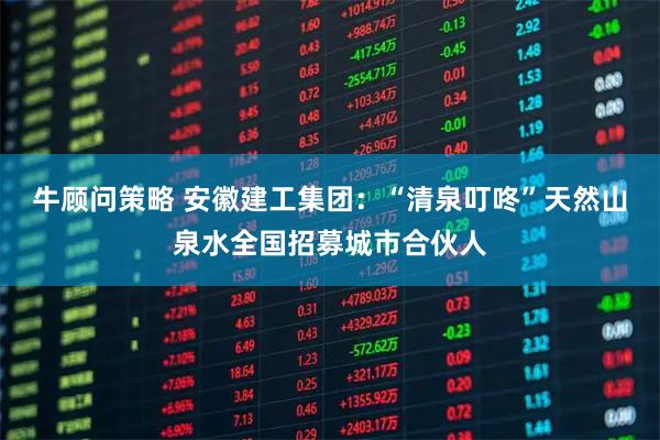 牛顾问策略 安徽建工集团：“清泉叮咚”天然山泉水全国招募城市合伙人